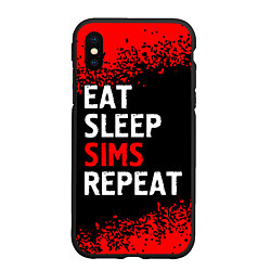 Чехол iPhone XS Max матовый Eat Sleep Sims Repeat Краска, цвет: 3D-черный