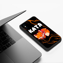 Чехол iPhone XS Max матовый Катя - ЛИСИЧКА - Молнии, цвет: 3D-черный — фото 2