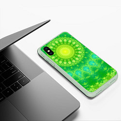 Чехол iPhone XS Max матовый Желто-зеленая мандала, цвет: 3D-салатовый — фото 2