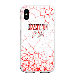 Чехол iPhone XS Max матовый Led zeppelin Трещины, цвет: 3D-белый