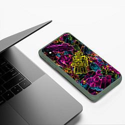 Чехол iPhone XS Max матовый Cyber space pattern Fashion 3022, цвет: 3D-темно-зеленый — фото 2