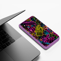 Чехол iPhone XS Max матовый Cyber space pattern Fashion 3022, цвет: 3D-фиолетовый — фото 2