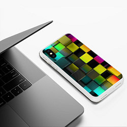 Чехол iPhone XS Max матовый Colored Geometric 3D pattern, цвет: 3D-белый — фото 2