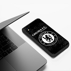 Чехол iPhone XS Max матовый CHELSEA Pro Football Соты, цвет: 3D-черный — фото 2