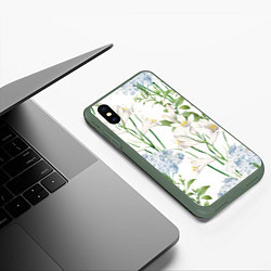 Чехол iPhone XS Max матовый Цветы Утонченные и Яркие, цвет: 3D-темно-зеленый — фото 2