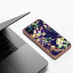Чехол iPhone XS Max матовый Цветы Красочный Букет, цвет: 3D-коричневый — фото 2