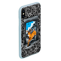Чехол iPhone XS Max матовый Олень 3D рисунок, цвет: 3D-голубой — фото 2