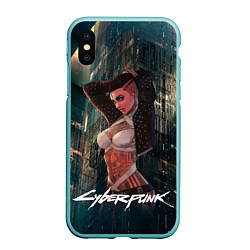 Чехол iPhone XS Max матовый VI ВИ CYBERPUNK2077, цвет: 3D-мятный