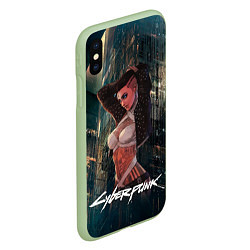 Чехол iPhone XS Max матовый VI ВИ CYBERPUNK2077, цвет: 3D-салатовый — фото 2