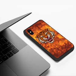Чехол iPhone XS Max матовый Пустынный тигр, цвет: 3D-черный — фото 2