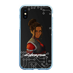 Чехол iPhone XS Max матовый Панам арт Cyberpunk 2077, цвет: 3D-голубой