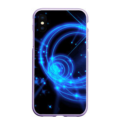 Чехол iPhone XS Max матовый Неоновый космос Neon space, цвет: 3D-светло-сиреневый