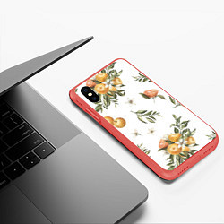 Чехол iPhone XS Max матовый Цветы и Мандарин, цвет: 3D-красный — фото 2