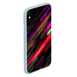 Чехол iPhone XS Max матовый Неоновый паттерн Abstraction, цвет: 3D-голубой — фото 2