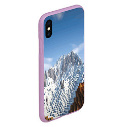 Чехол iPhone XS Max матовый Minecraft Mountains Video game, цвет: 3D-сиреневый — фото 2