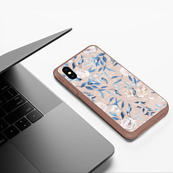 Чехол iPhone XS Max матовый Цветы Нежные, цвет: 3D-коричневый — фото 2