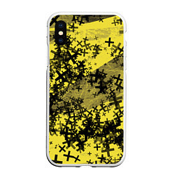 Чехол iPhone XS Max матовый Кресты и хаос На желтом Коллекция Get inspired! Fl, цвет: 3D-белый