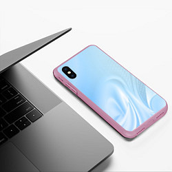 Чехол iPhone XS Max матовый Голубые завихрения, цвет: 3D-розовый — фото 2