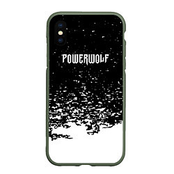 Чехол iPhone XS Max матовый Powerwolf: белые брызги, цвет: 3D-темно-зеленый