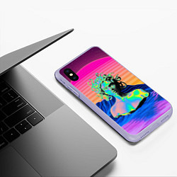 Чехол iPhone XS Max матовый Gorgon Medusa Vaporwave Neon Mountains, цвет: 3D-светло-сиреневый — фото 2