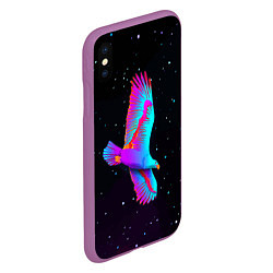 Чехол iPhone XS Max матовый Eagle Space Neon, цвет: 3D-фиолетовый — фото 2