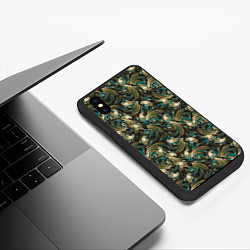 Чехол iPhone XS Max матовый Абстрактные зеленые листья, цвет: 3D-черный — фото 2