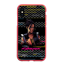 Чехол iPhone XS Max матовый Панам Cyberpunk 2077, цвет: 3D-красный