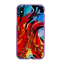 Чехол iPhone XS Max матовый Abstract color pattern Fashion 2022, цвет: 3D-фиолетовый