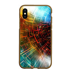 Чехол iPhone XS Max матовый Portal - Neon Space - туннель из энергетических па