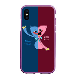 Чехол iPhone XS Max матовый POPPY PLAYTIME HAGGY WAGGY AND KISSY MISSY, цвет: 3D-фиолетовый