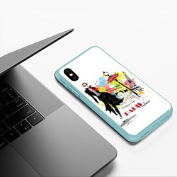 Чехол iPhone XS Max матовый Девушка, Париж, метро, цвет: 3D-мятный — фото 2