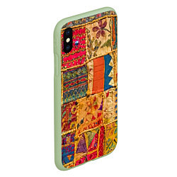 Чехол iPhone XS Max матовый Пэчворк Лоскутное одеяло Patchwork Quilt, цвет: 3D-салатовый — фото 2