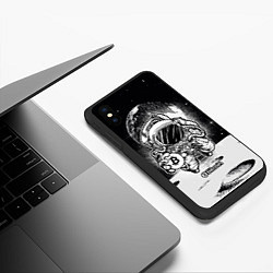 Чехол iPhone XS Max матовый Космонавт с биткоином, цвет: 3D-черный — фото 2