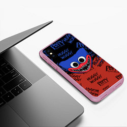 Чехол iPhone XS Max матовый СИНИЙ МОНСТР - ХАГГИ ВАГГИ - HUGGY WUGGY, цвет: 3D-розовый — фото 2