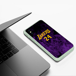 Чехол iPhone XS Max матовый Lakers 24 фиолетовое пламя, цвет: 3D-салатовый — фото 2