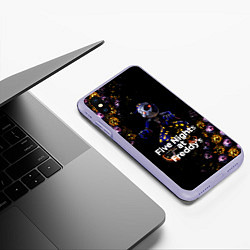 Чехол iPhone XS Max матовый Five Nights at Freddys Луна паттерн, цвет: 3D-светло-сиреневый — фото 2