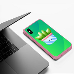 Чехол iPhone XS Max матовый Алоэ в горшочке, цвет: 3D-малиновый — фото 2