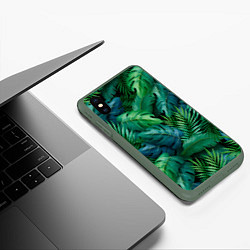 Чехол iPhone XS Max матовый Green plants pattern, цвет: 3D-темно-зеленый — фото 2