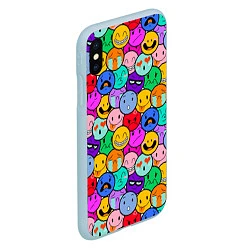 Чехол iPhone XS Max матовый Sticker bombing смайлы маленькие, цвет: 3D-голубой — фото 2