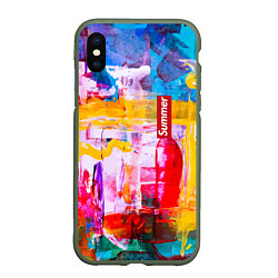 Чехол iPhone XS Max матовый Импрессионизм Лето Абстракция Impressionism Summer, цвет: 3D-темно-зеленый