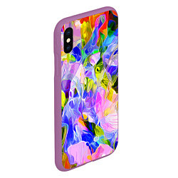 Чехол iPhone XS Max матовый Красочный цветочный узор Весна - Лето 2023 Colorfu, цвет: 3D-фиолетовый — фото 2
