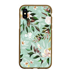 Чехол iPhone XS Max матовый Цветы Мятный Сад, цвет: 3D-коричневый