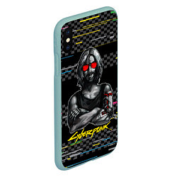 Чехол iPhone XS Max матовый Johnny Джонни Cyberpunk2077, цвет: 3D-мятный — фото 2