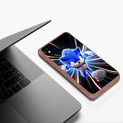 Чехол iPhone XS Max матовый Speed Sonic, цвет: 3D-коричневый — фото 2