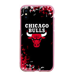 Чехол iPhone XS Max матовый Чикаго Буллз Chicago Bulls Огонь