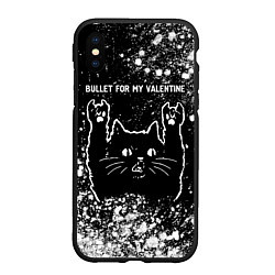 Чехол iPhone XS Max матовый Bullet For My Valentine Rock Cat, цвет: 3D-черный