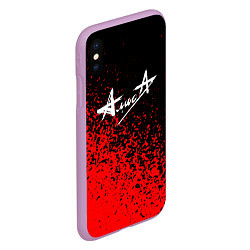 Чехол iPhone XS Max матовый Алиса красные брызги, цвет: 3D-сиреневый — фото 2