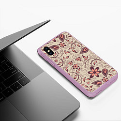 Чехол iPhone XS Max матовый Вьющиеся цветы, цвет: 3D-сиреневый — фото 2