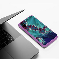 Чехол iPhone XS Max матовый Фрактальный растительный паттерн Fractal Plant Pat, цвет: 3D-фиолетовый — фото 2