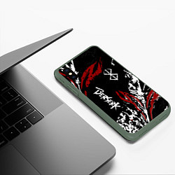 Чехол iPhone XS Max матовый BERSERK BLACK MASK - БЕРСЕРК ЧЁРНАЯ МАСКА, цвет: 3D-темно-зеленый — фото 2